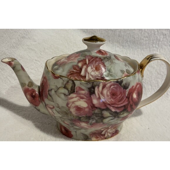 Coastline Imports ~ Peppertree Tea Ware ~ Fine Porcelain Tea Pot Pink Roses - Picture 3 of 9